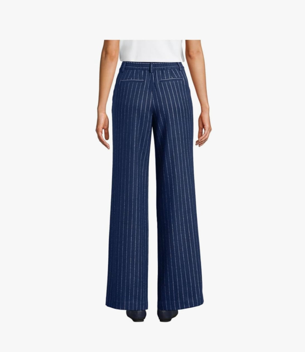 Lands End Ladies Linen Pants ( Stripe Navy )