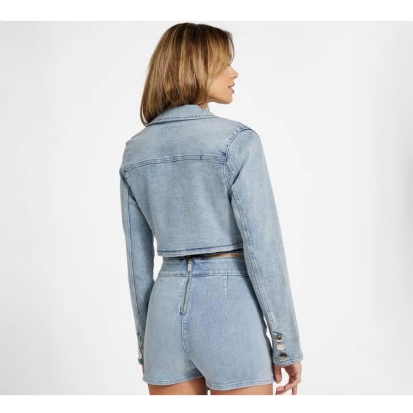 Branded Cropped Denim Blazer