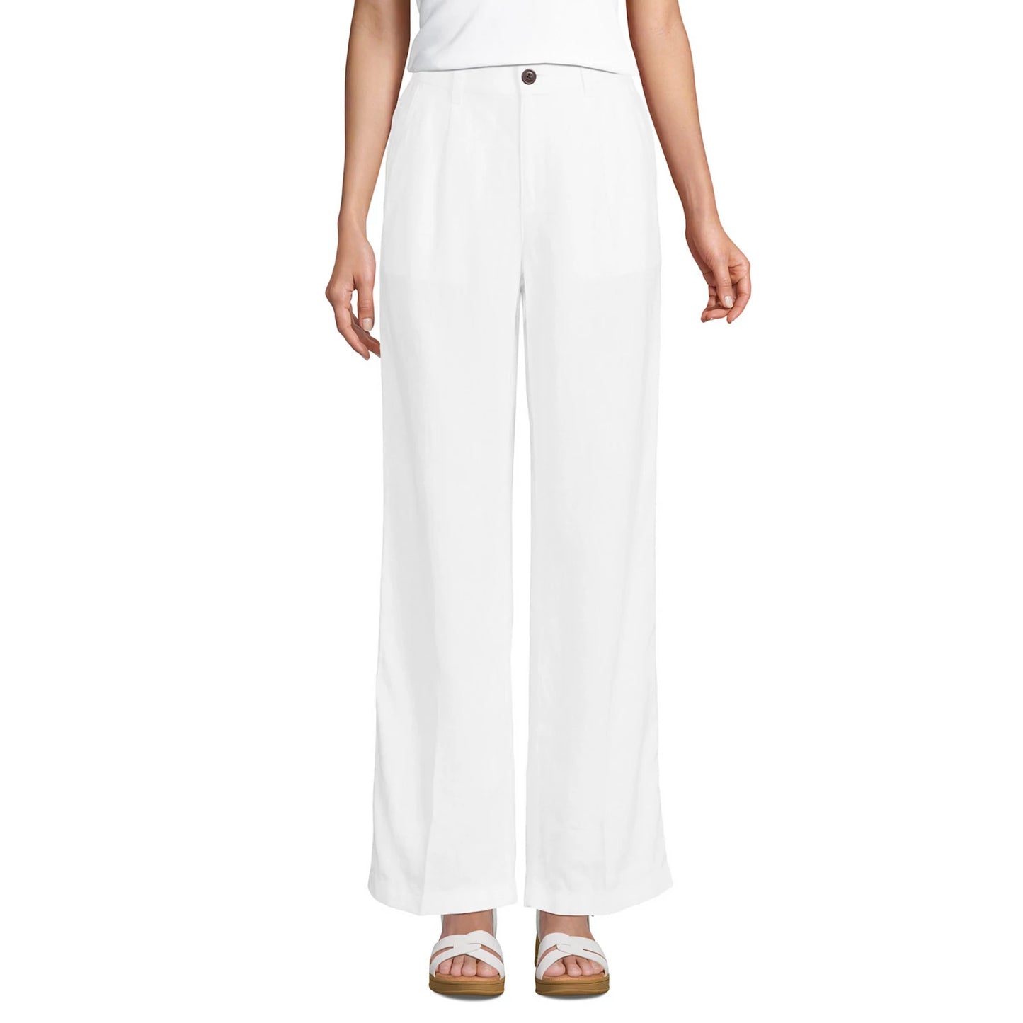 Lands End Ladies Linen Pants ( White )